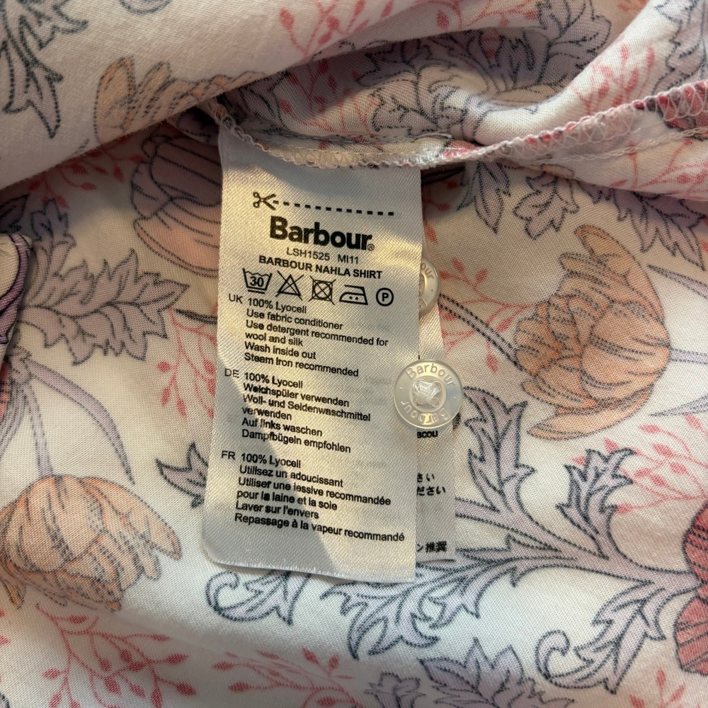 Barbour Nahla Floral Print Ruffle Collar Button Blouse Womens size 8 - Picture 7 of 8